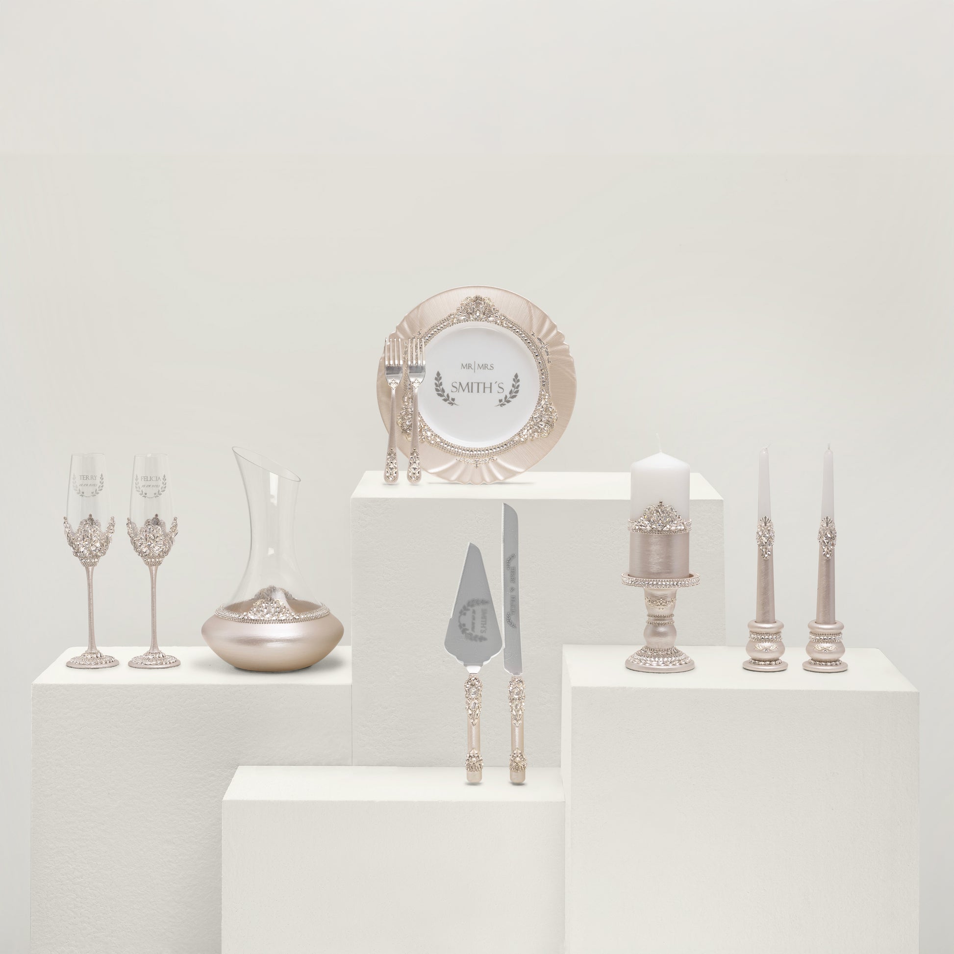 Valencia Ivory Flutes & Cake Knife Server Premium Set