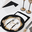 Valencia Black & Gold Plate and Forks - The Èlliance