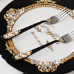 Valencia Black & Gold Plate and Forks - The Èlliance