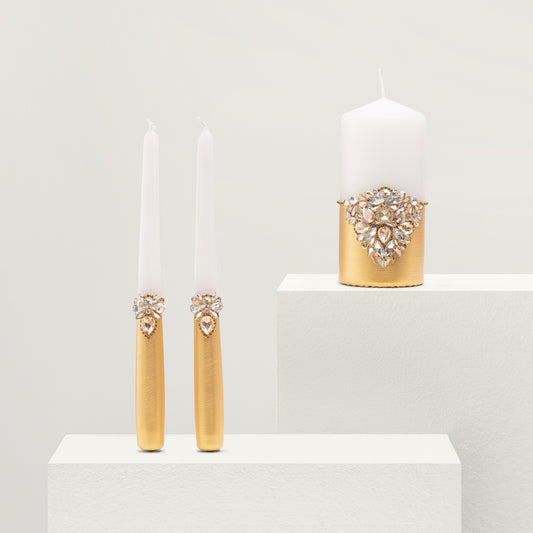 Gold Wedding Candles, 3 items | The Èlliance Gloria Candles set