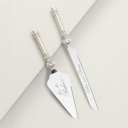 Rose Wedding Cake Knife and Server set