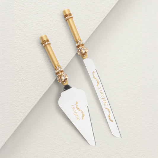 Rose Wedding Cake Knife and Server set