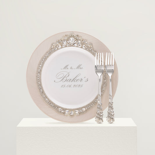 Rose Wedding Plate and Forks Serving set