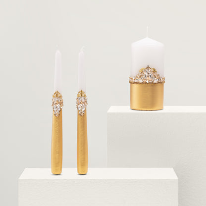 Gold Wedding Candles, 3 items | The Èlliance Valencia Candles set