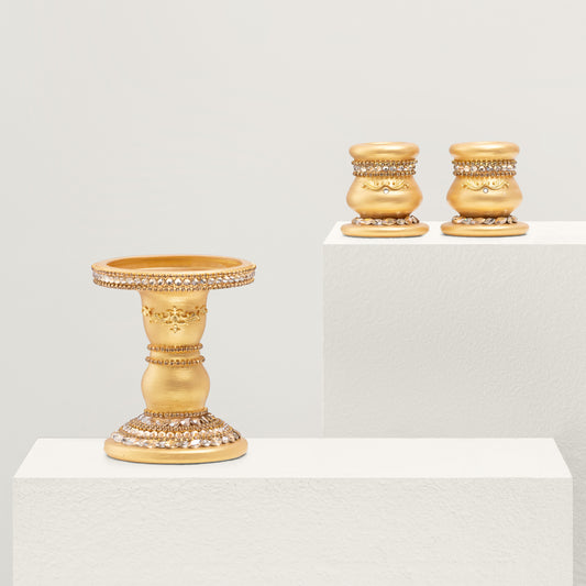 Gold Wedding Candle holders set, 3 items | The Èlliance Valencia Collection