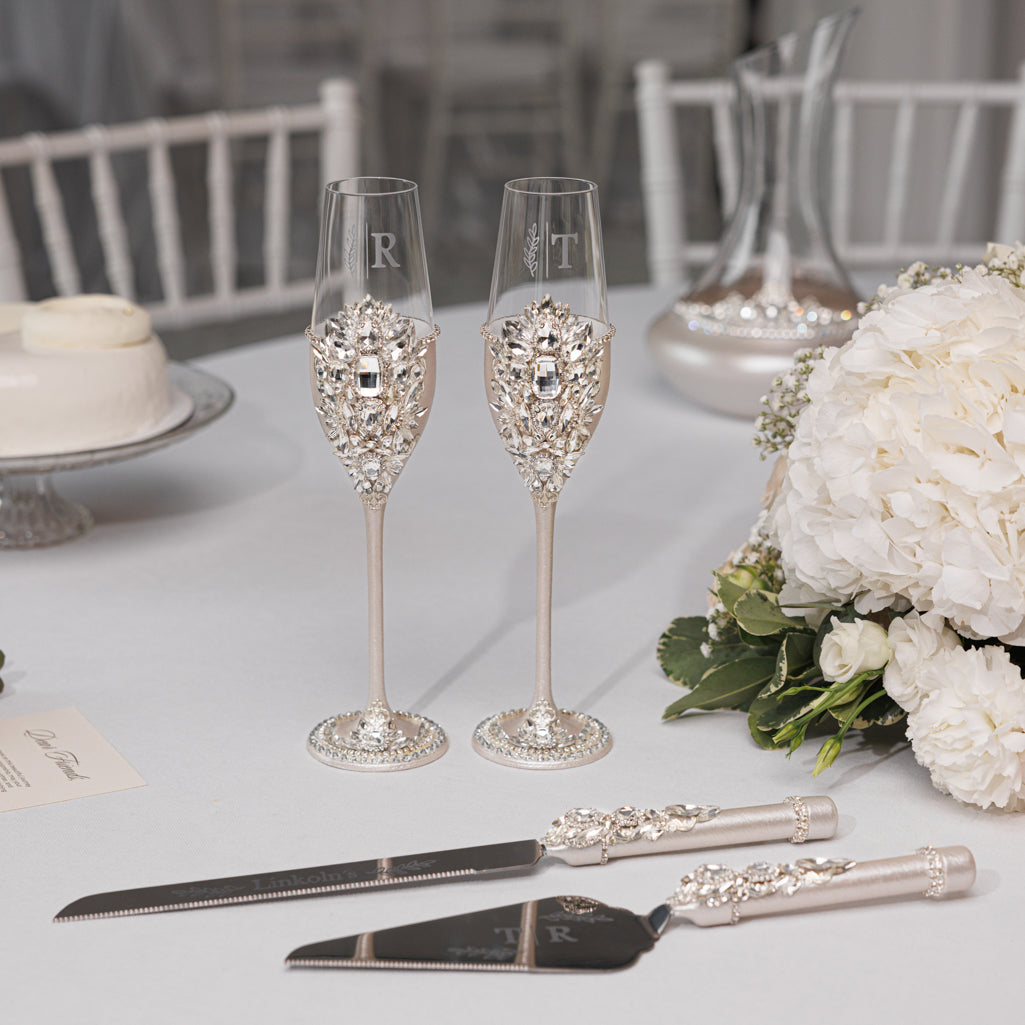 Royal Ivory Flutes & Cake Knife Server Classic Set