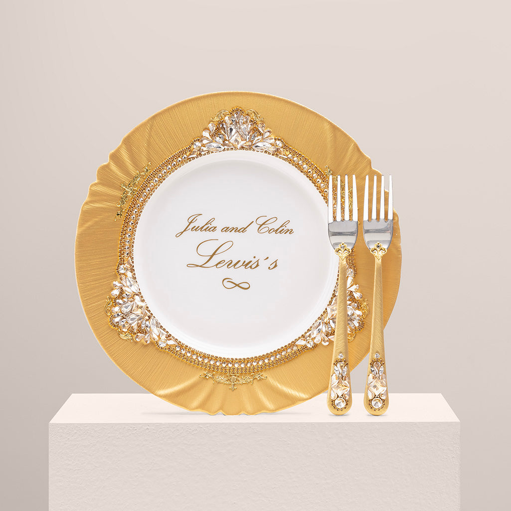 Personalized Gold Wedding Plate | The Èlliance Valencia Engraved Plate