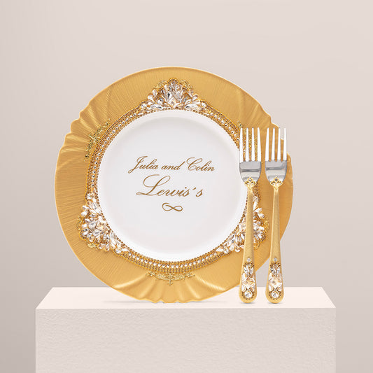 Personalized Gold Wedding Plate | The Èlliance Valencia Engraved Plate