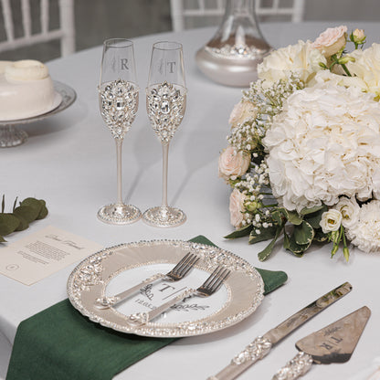 Royal Ivory Flutes & Cake Knife Server Classic Set