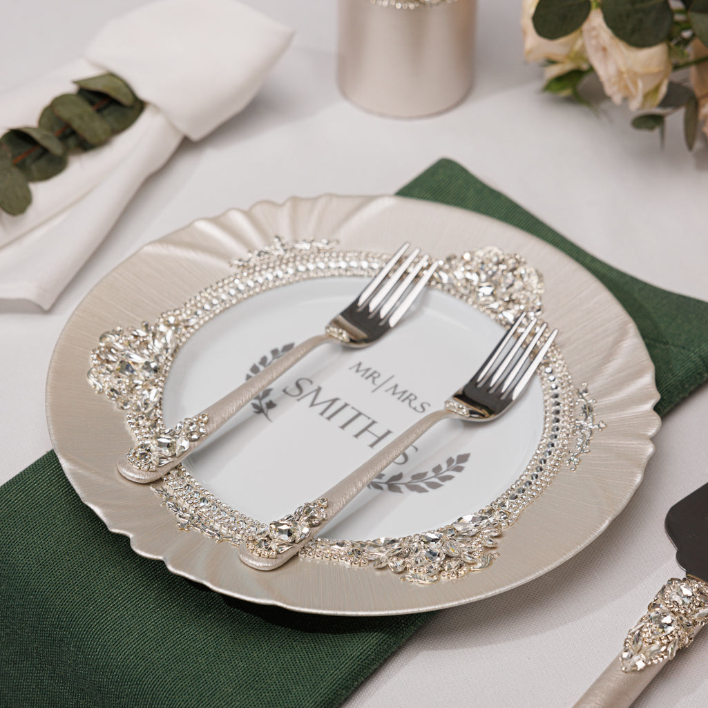 Personalized Ivory Wedding Plate | The Èlliance Valencia Engraved Plate