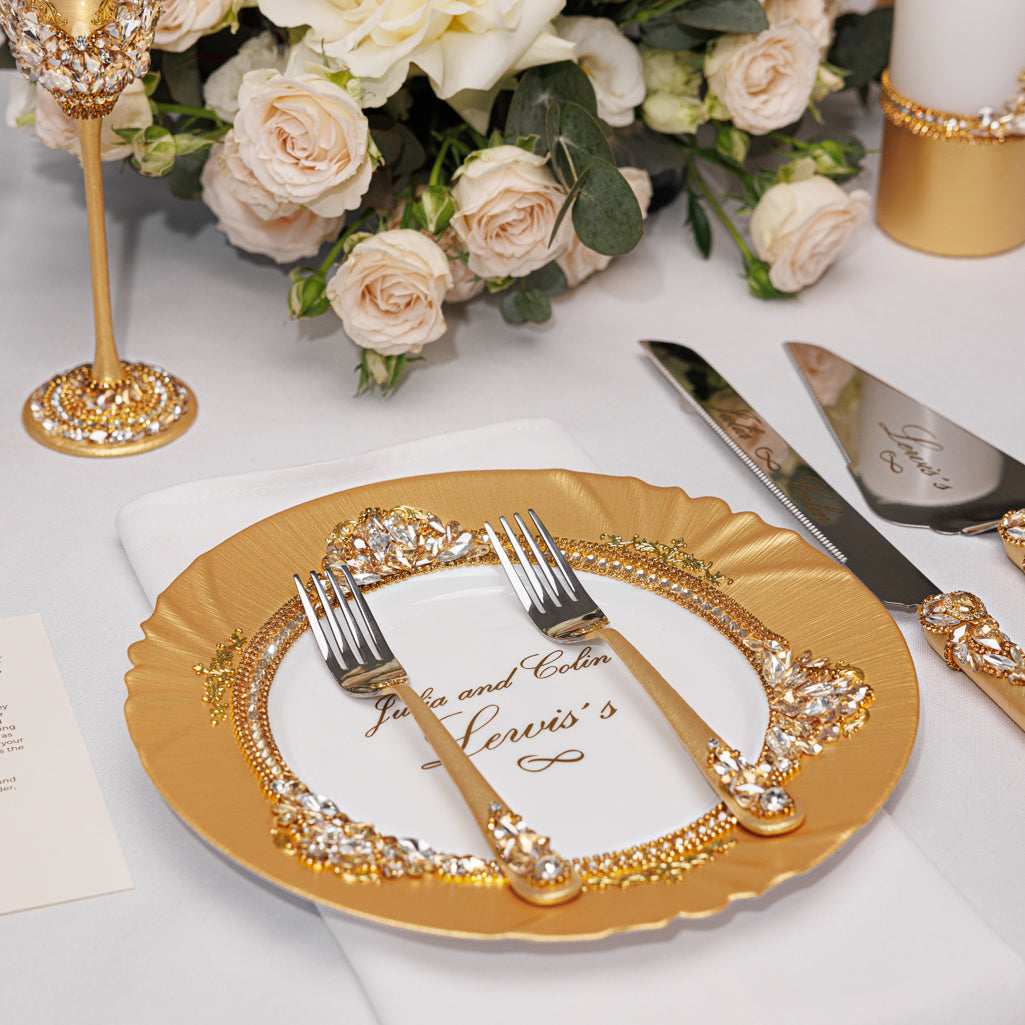 Personalized Gold Wedding Plate | The Èlliance Valencia Engraved Plate