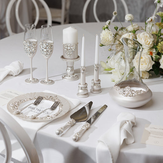 Gloria Ivory Flutes & Cake Knife Server Premium Set