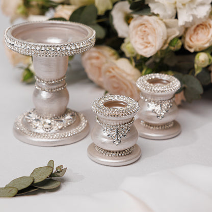 Rose Wedding Candle holders set, 3 items