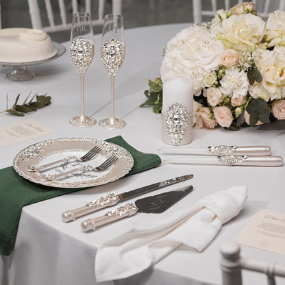 Royal Flutes & Cake Knife Server Premium Set