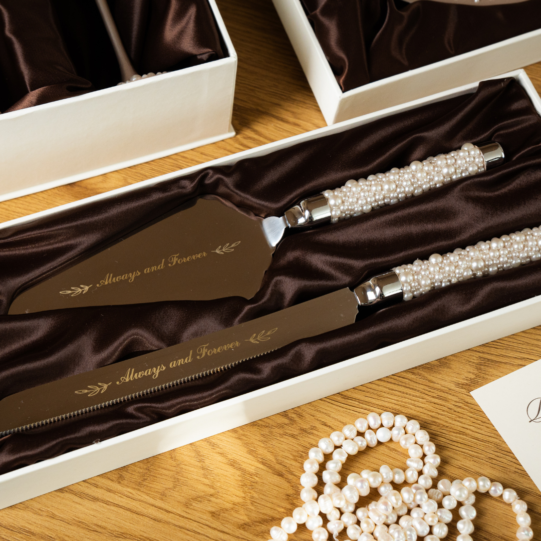 Pearl Beige Flutes & Cake Knife Server Classic Set