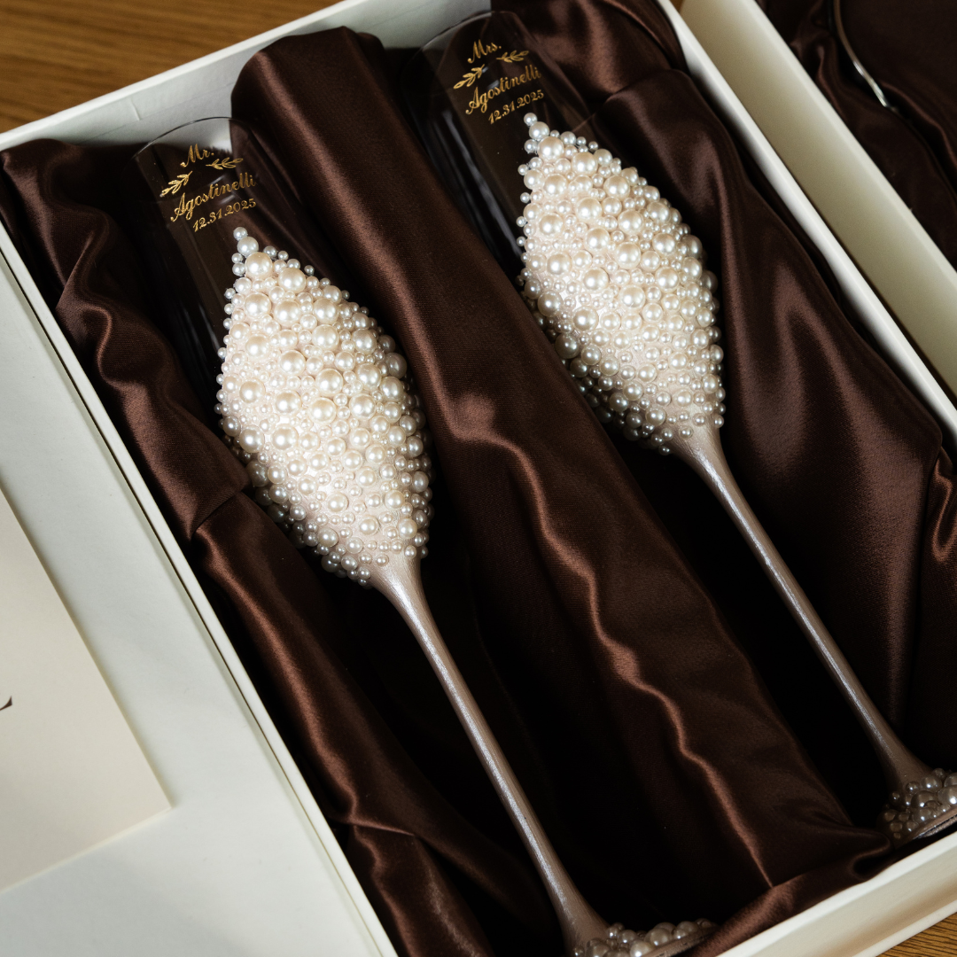 Pearl Beige Flutes & Cake Knife Server Classic Set