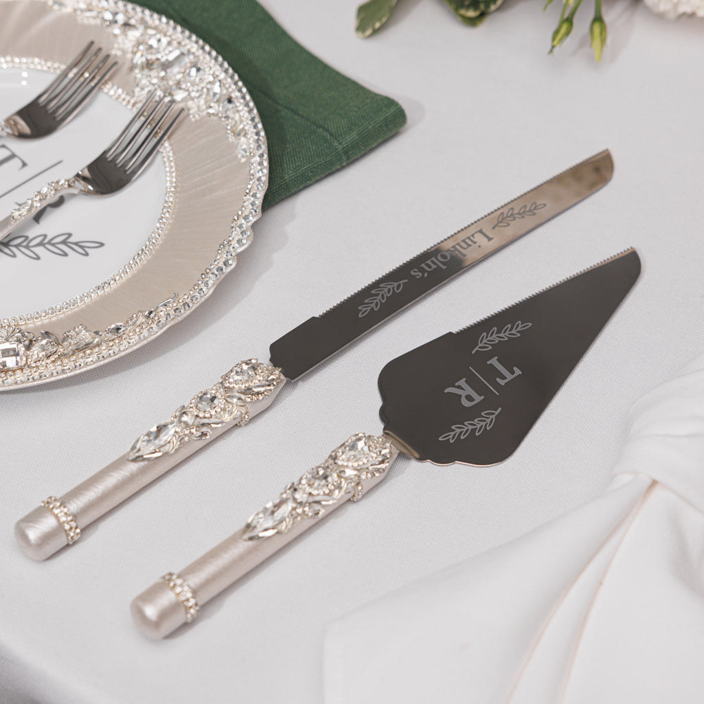 Royal Ivory Flutes & Cake Knife Server set