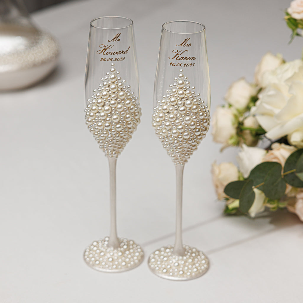 Pearl Flutes & Cake Knife Server Premium Set