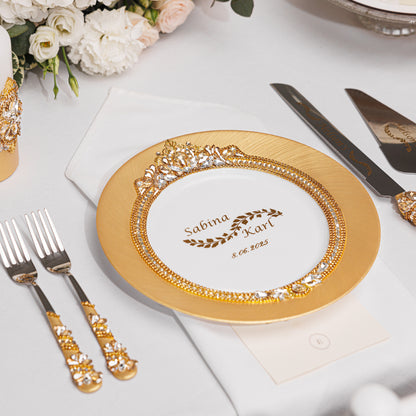 Rose Wedding Plate and Forks Serving set