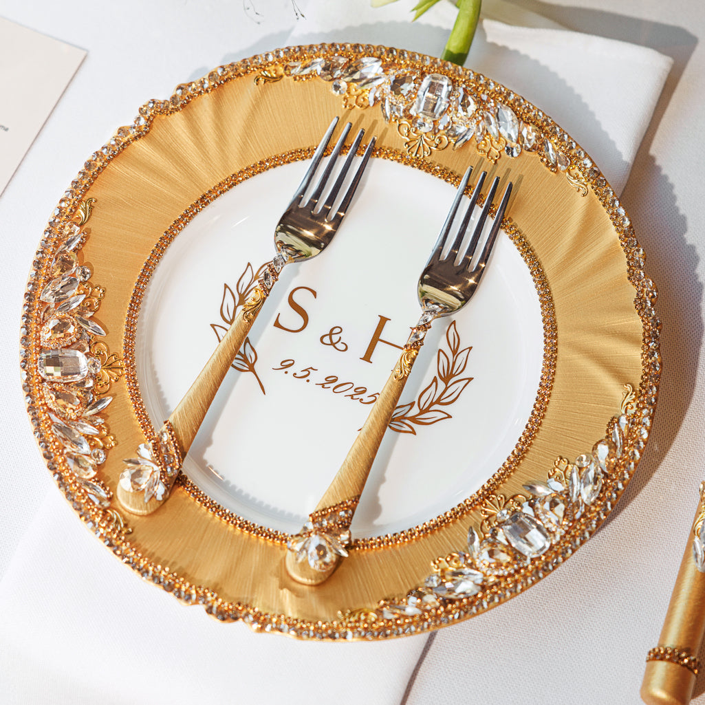 Royal Gold Flutes & Cake Knife Server Premium Set