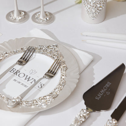 Personalized Ivory Wedding Plate | The Èlliance Gloria Engraved Plate