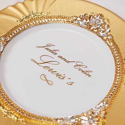 Personalized Gold Wedding Plate | The Èlliance Valencia Engraved Plate