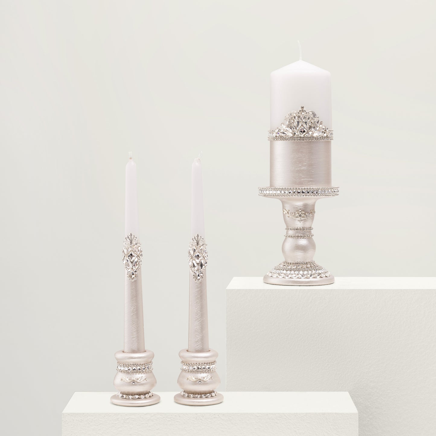 Ivory Wedding Candle holders set, 3 items | The Èlliance Valencia Collection