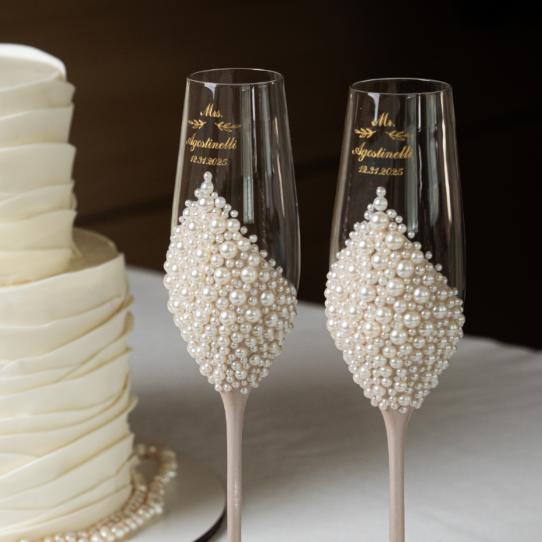 Pearl Beige Flutes & Cake Knife Server Classic Set